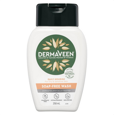 DermaVeen Daily Nourish Soap-Free Wash for Dry & Sensitive Skin 250mL