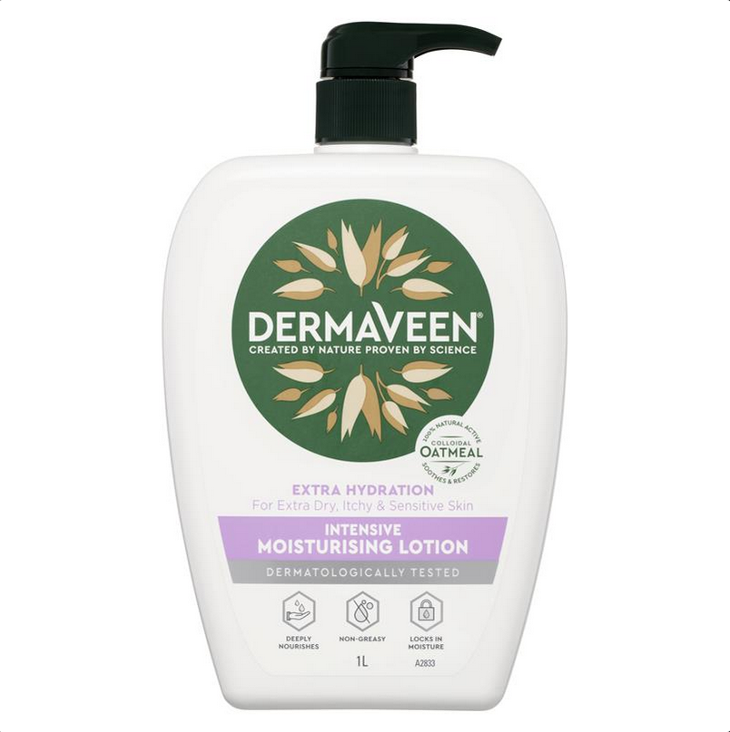 DermaVeen Extra Hydration Intensive Moisturising Lotion for Extra Dry, Itchy & Sensitive Skin 1L