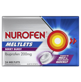 Nurofen Meltlets Pain Relief Berry Burst 200mg Ibuprofen 24 Pack