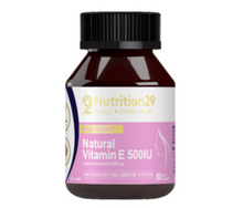 Load image into Gallery viewer, Nutrition29 Natural Vitamin E 500IU 60 Capsules