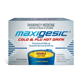 Maxigesic Cold & Flu Hot Drink 10 Sachets (Limit ONE per Order)