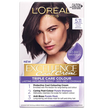 Load image into Gallery viewer, L&#39;Oreal Paris Excellence Cool Creme Permanent Hair Colour 5.11 Ultra Light Brown