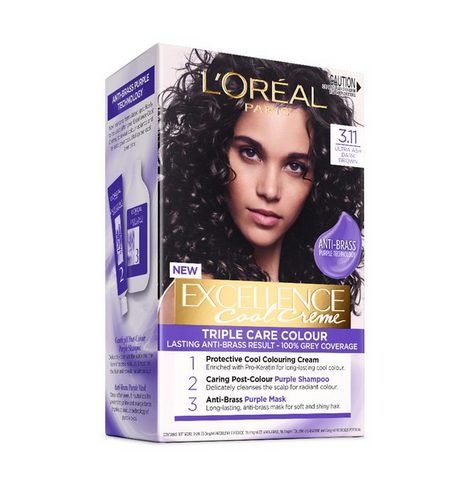 L'Oreal Paris Excellence Cool Creme Permanent Hair Colour 3.11 Ultra Ash Dark Brown