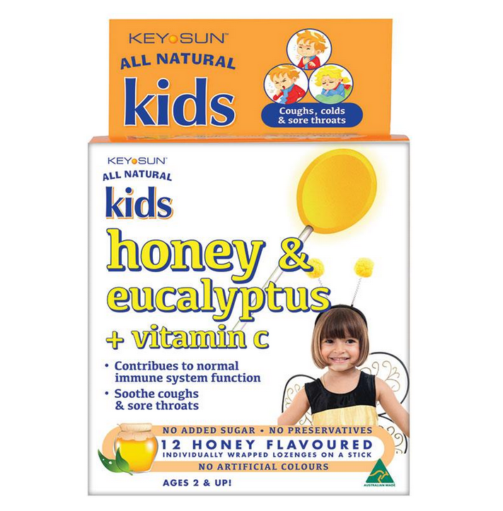 Key Sun All Natural Kids Honey and Eucalyptus Plus Vitamin C 12 Lozenges