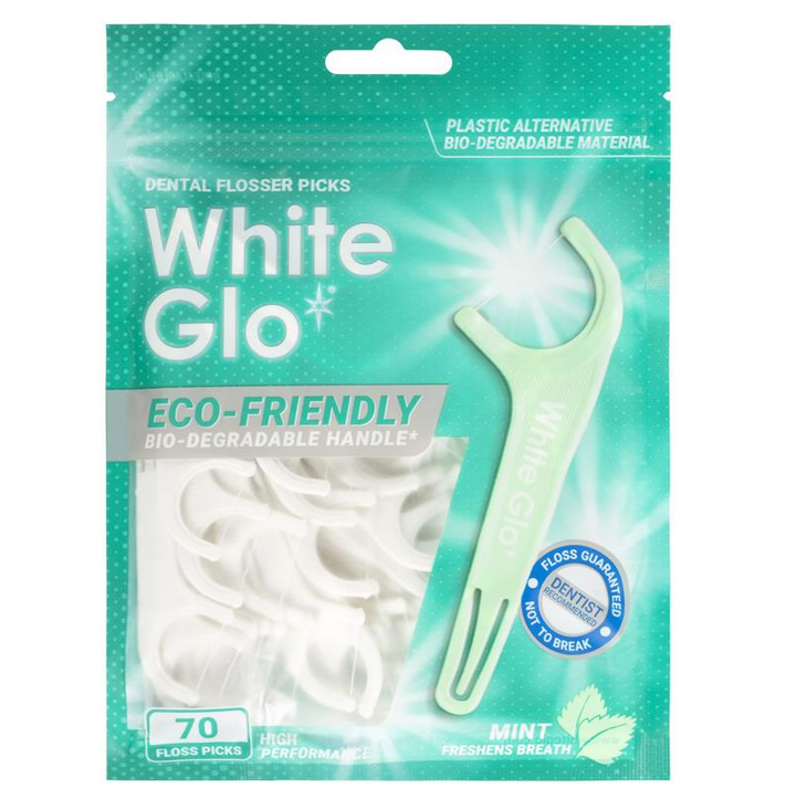 White Glo Flossers Eco Friendly Mint 70 Pack