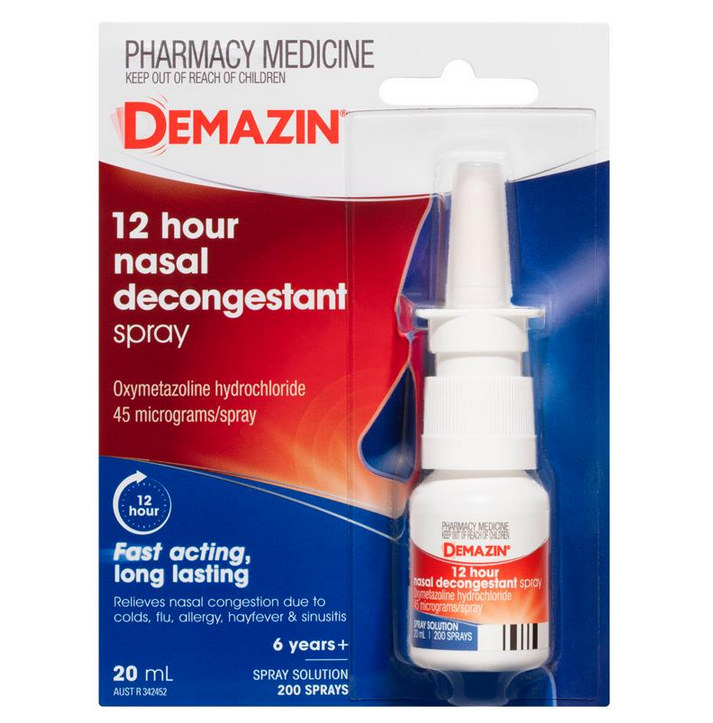 Demazin 12 Hour Relief Nasal Decongestant Spray 20mL (Limit ONE per Order)