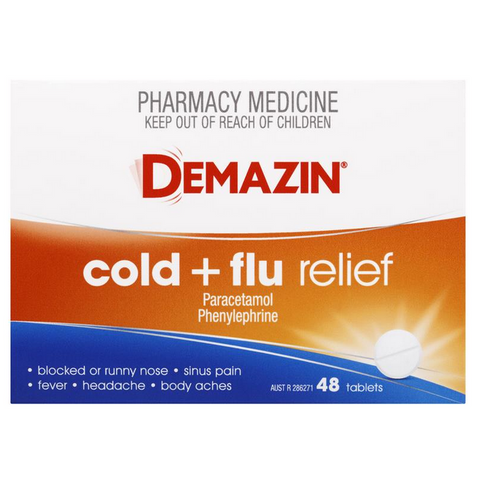 Demazin Cold & Flu Relief 48 Tablets (Limit ONE per Order)