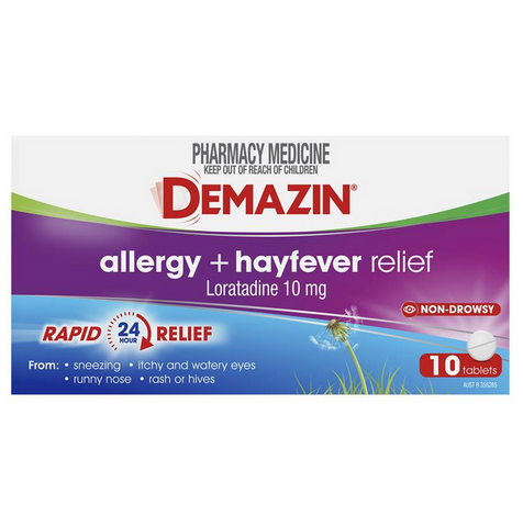 Demazin Allergy + Hayfever Relief Non-Drowsy 10 Tablets (Limit ONE per Order)