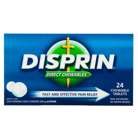 Disprin Direct Chewable Aspirin 300mg Direct Fast Acting Pain Relief Tablets 24 Pack