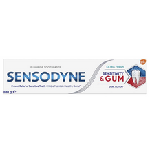 Load image into Gallery viewer, Sensodyne Dual Action Extra Fresh Sensitivity &amp; Gum Toothpaste 100g
