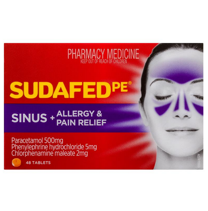 Sudafed PE Sinus + Allergy & Pain Relief 48 Tablets (Limit ONE per Order)