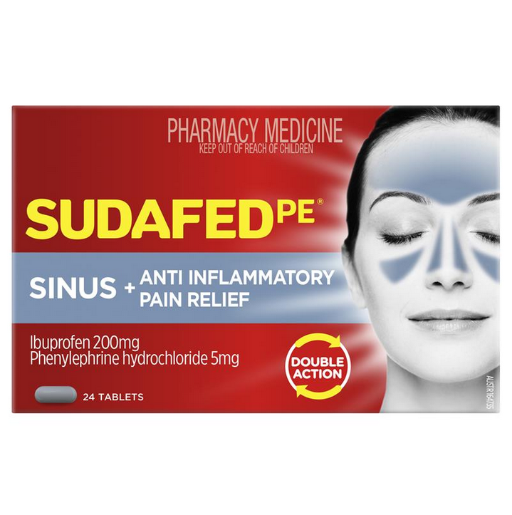 Sudafed PE Sinus + Anti Inflammatory Pain Relief 24 Tablets (Limit ONE per Order)