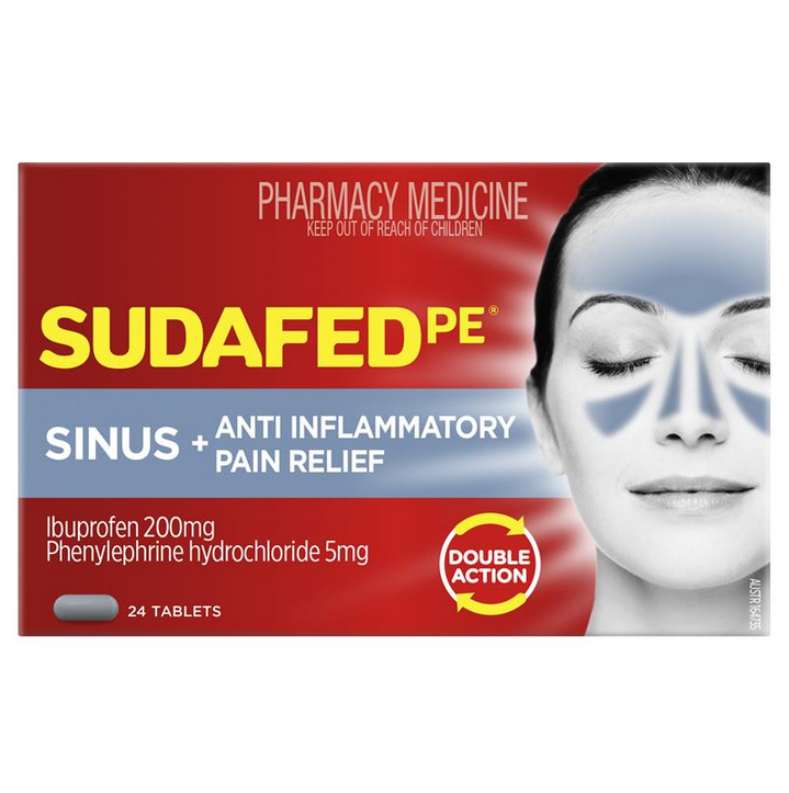 Sudafed PE Sinus + Anti Inflammatory Pain Relief 24 Tablets (Limit ONE ...