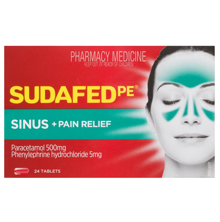 Sudafed PE Sinus + Pain Relief 24 Tablets (Limit ONE per Order)