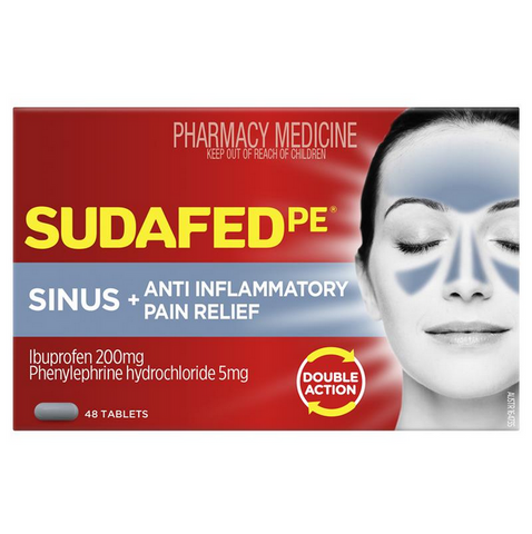 Sudafed PE Sinus + Anti Inflammatory Pain Relief 48 Tablets (Limit ONE per Order)