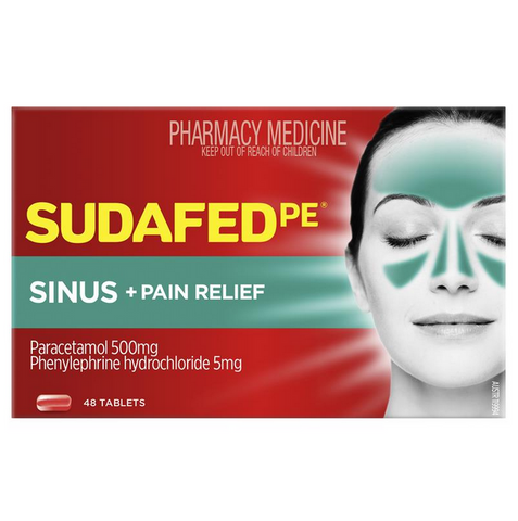 Sudafed PE Sinus + Pain Relief 48 Tablets (Limit ONE per Order)