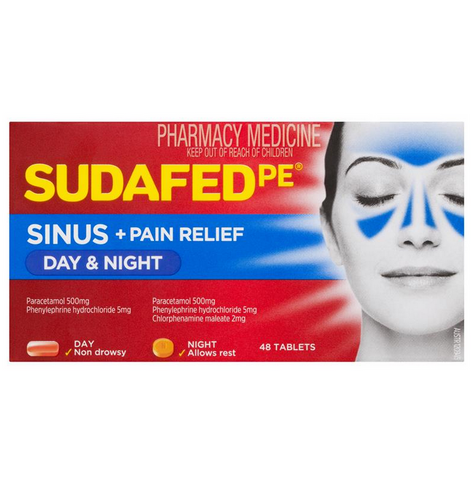 Sudafed PE Sinus + Pain Relief Day & Night 48 Tablets (Limit ONE per Order)