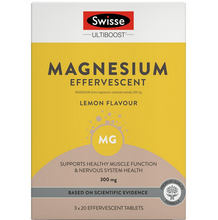 Load image into Gallery viewer, Swisse Ultiboost Magnesium 300mg Lemon Flavour 3 x 20 Effervescent Tablets