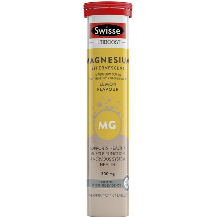 Swisse Ultiboost Magnesium 300mg Lemon Flavour 3 x 20 Effervescent Tablets