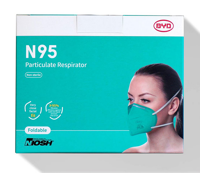 N95 Face Mask - BYD Care N95 Respirator Foldable Mask 20 Packs
