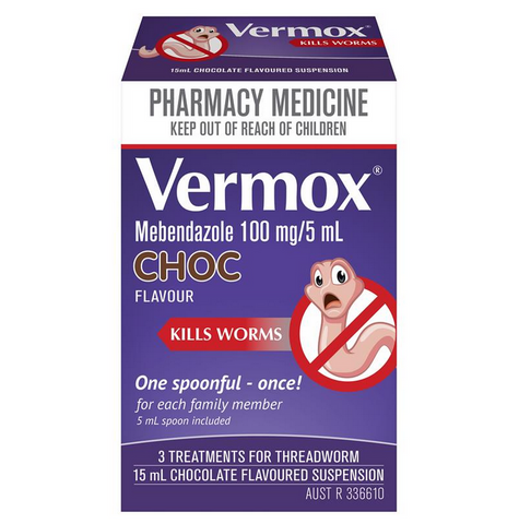 Vermox Chocolate Suspension 15mL (Limit ONE per Order)