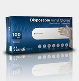 HandiCare Clear Disposable Vinyl Powder Free Gloves 100 Pack - Medium
