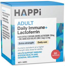 Load image into Gallery viewer, Happi Adults Daily Immune + Lactoferrin 60 Capsules