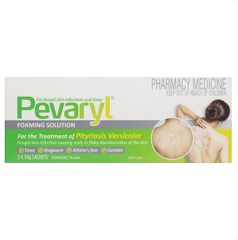 Pevaryl Foaming Solution 1% 3x10g Sachets (Limit ONE per Order)