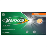 Berocca Focus Vitamin B & C Orange Flavour With Ginseng Energy Effervescent Tablets 30 Pack