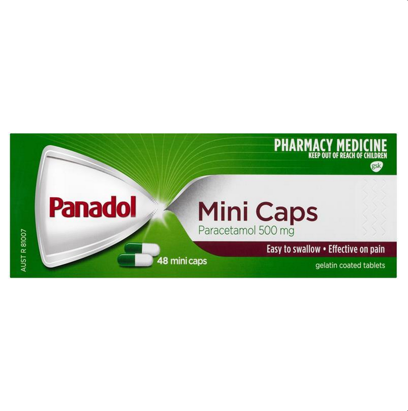 Panadol Mini Caps for Pain Relief Paracetamol 500mg 48 (LIMIT of ONE per Order)