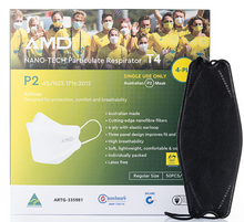 Load image into Gallery viewer, Face Mask - Black Mask AMD NANO-TECH P2 (N95) Particulate Respirator T4 Earloop with Four Layers 50 Pack - Black