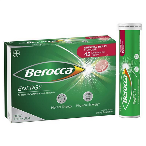 Berocca Energy Vitamin B & C Original Berry Flavour Effervescent Tablets 45 Pack (expiry 8/24)