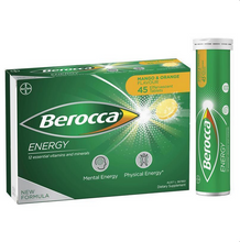 Load image into Gallery viewer, Berocca Energy Vitamin B &amp; C Mango &amp; Orange Flavour Effervescent Tablets 45 Pack