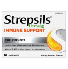 Load image into Gallery viewer, Strepsils Herbal Immune Support Lozenges Honey Lemon 16 Pack