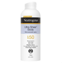 Load image into Gallery viewer, Neutrogena Ultra Sheer Body Mist Sunscreen SPF50 140g