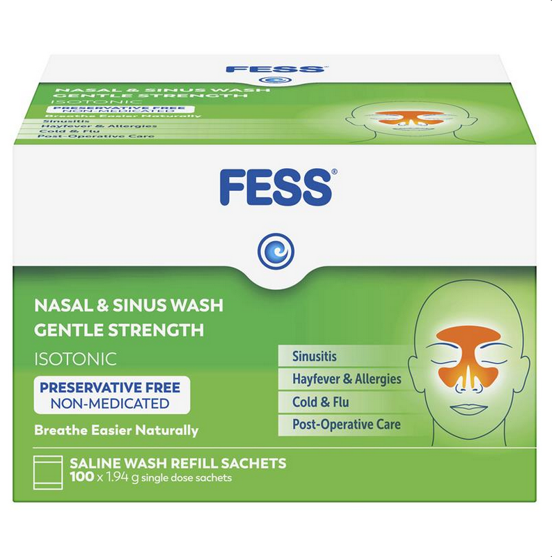 Fess Sinu Cleanse Gentle Nasal and Sinus Wash Sachets 100 Refills