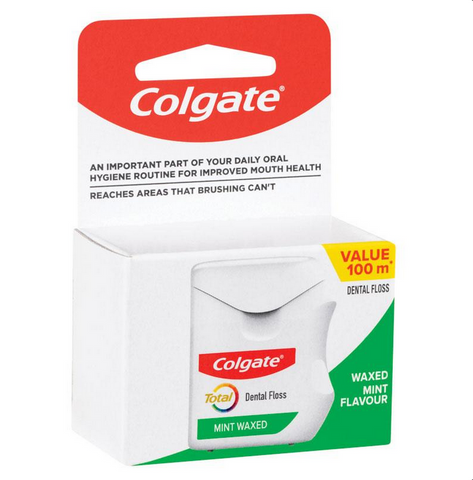 Colgate Dental Floss Total Mint Waxed 100m