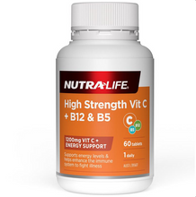 Load image into Gallery viewer, Nutra-Life High Strength Vit C + B12 &amp; B5 60 Tablets