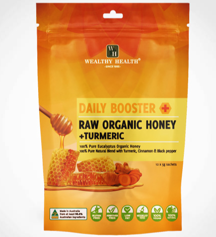 Wealthy Health Daily Booster Raw Organic Honey + Turmeric 5g x 12 Sachets