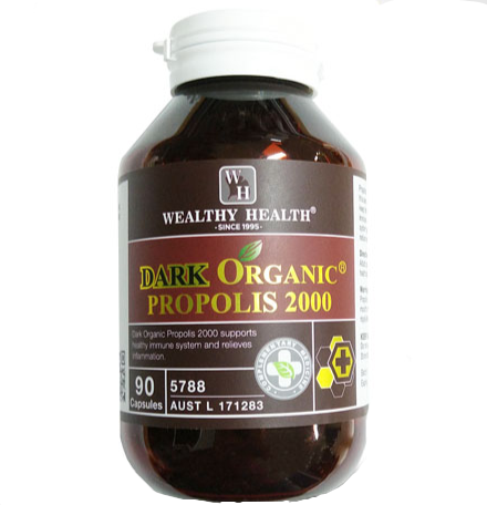 Wealthy Health DARK ORGANIC PROPOLIS 2000mg 90 Capsules