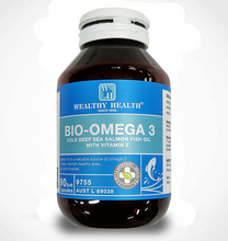 Load image into Gallery viewer, Wealthy Health BIO OMEGA 3 Salmon Fish Oil With Vitamin E 90 Capsules