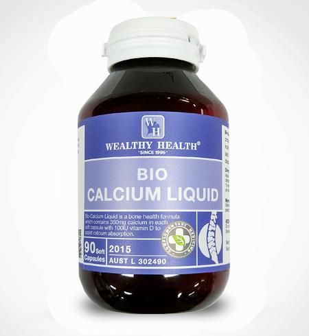 Wealthy Health BIO-CALCIUM LIQUID 875mg plus Vitamin D3 100IU 90 Capsules