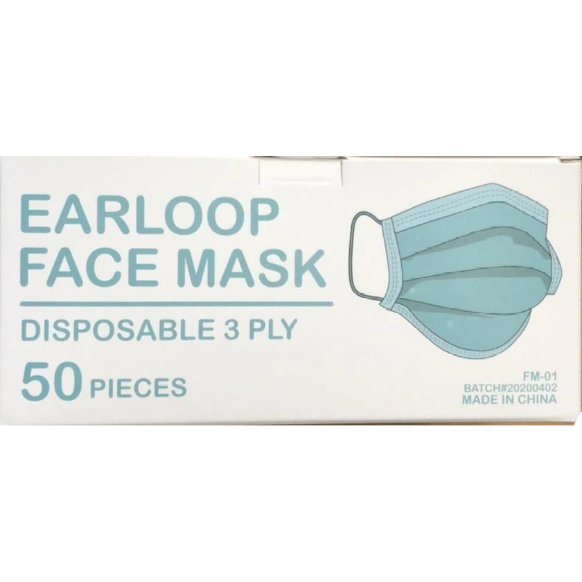 Face Mask - Earloop Disposable Protective Face Masks FM-01 3 Ply 50 PCs Box