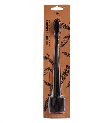 The Natural Family Co Bio Toothbrush TM Pirate Black + Toothbrush Stand