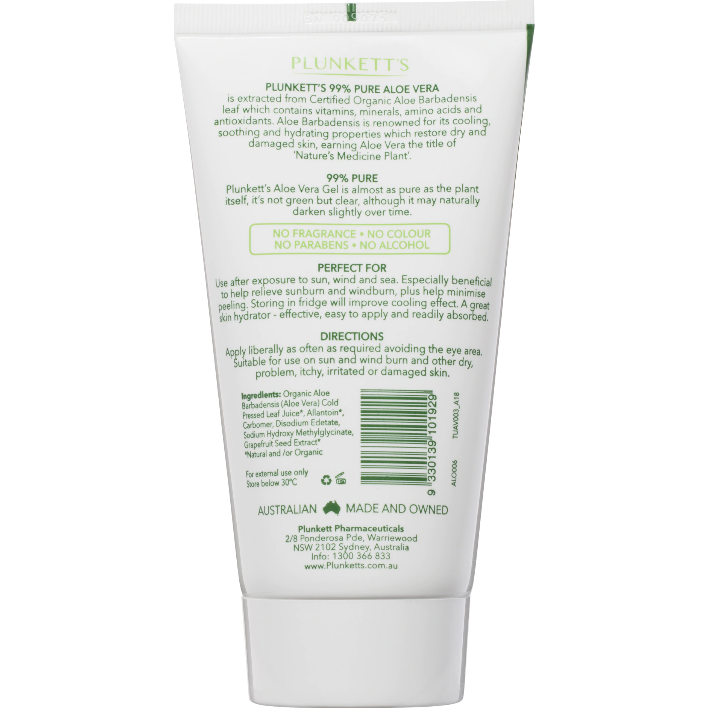 Plunkett's 99% Pure Aloe Vera Soothing Gel Tube 150g