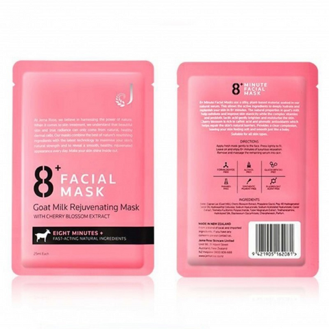 Jema Rose 8+ Minutes Goat Milk Rejuvenating Facial Mask with Cherry Blossom Extract 10 x 25ml