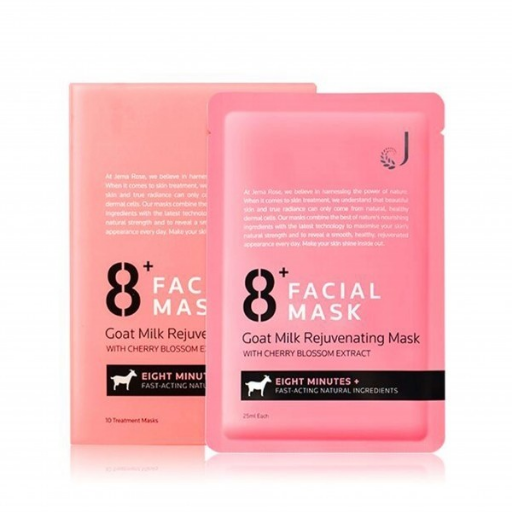 Jema Rose 8+ Minutes Goat Milk Rejuvenating Facial Mask with Cherry Blossom Extract 10 x 25ml