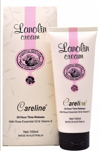 Careline Lanolin Cream with Rose Essential Oil and Vitamin E Tube 100mL