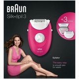 Braun Silk-Epil 3 2-in-1 Epilator & Shaver + 3 Extras - Raspberry Pink (Ships April)
