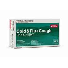 Load image into Gallery viewer, Pharmacy Action Cold &amp; Flu+Cough Day &amp; Night 48 Tablets (Limit ONE per Order)